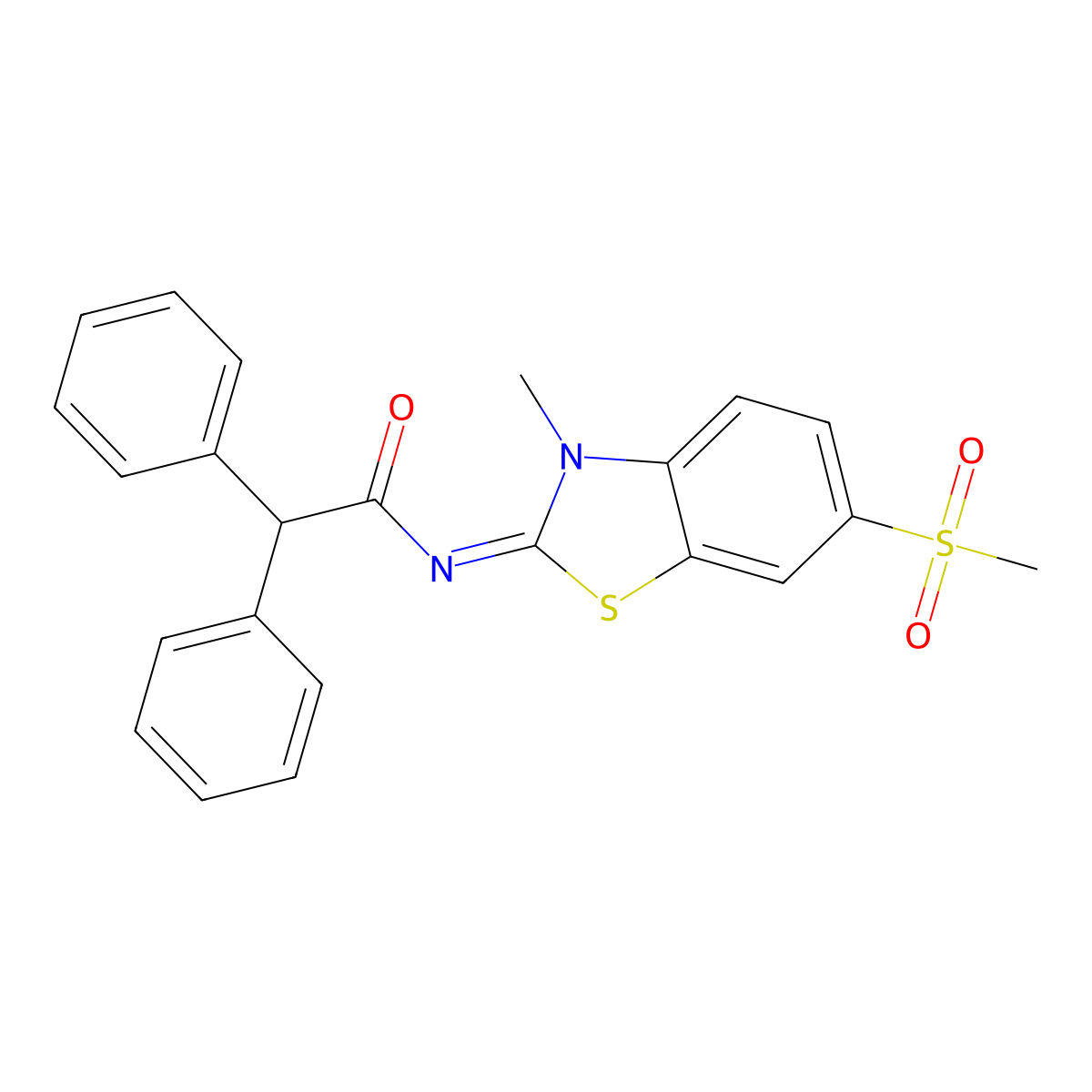 N-(3-methyl-6-methylsulfonyl-1,3-benzothiazol-2-ylidene)-2,2-diphenylacetamide molecular structure, CAS 683247-58-7