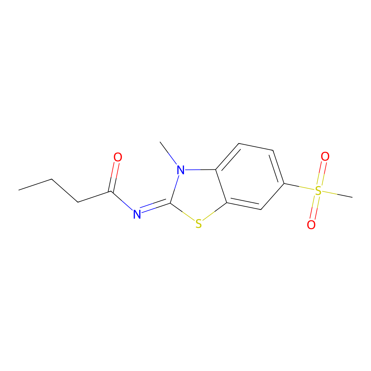 (Z)-N-(3-methyl-6-(methylsulfonyl)benzo[d]thiazol-2(3H)-ylidene)butyramide molecular structure, CAS 683247-61-2