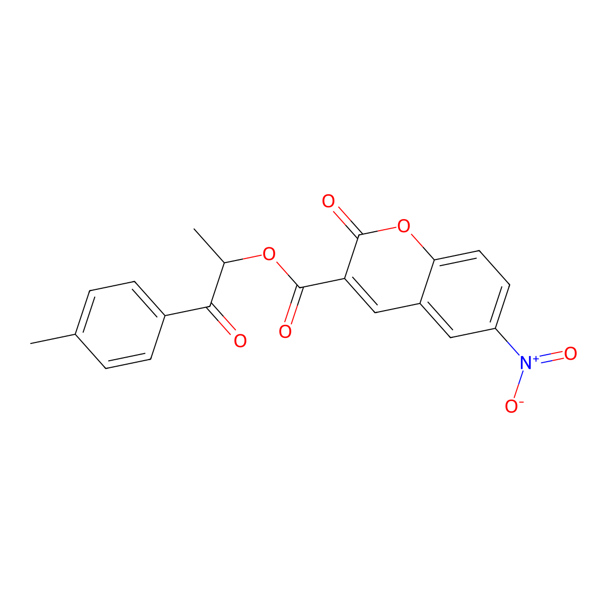 1-Methyl-2-(4-methylphenyl)-2-oxoethyl 6-nitro-2-oxochromene-3-carboxylate molecular structure, CAS 683248-30-8