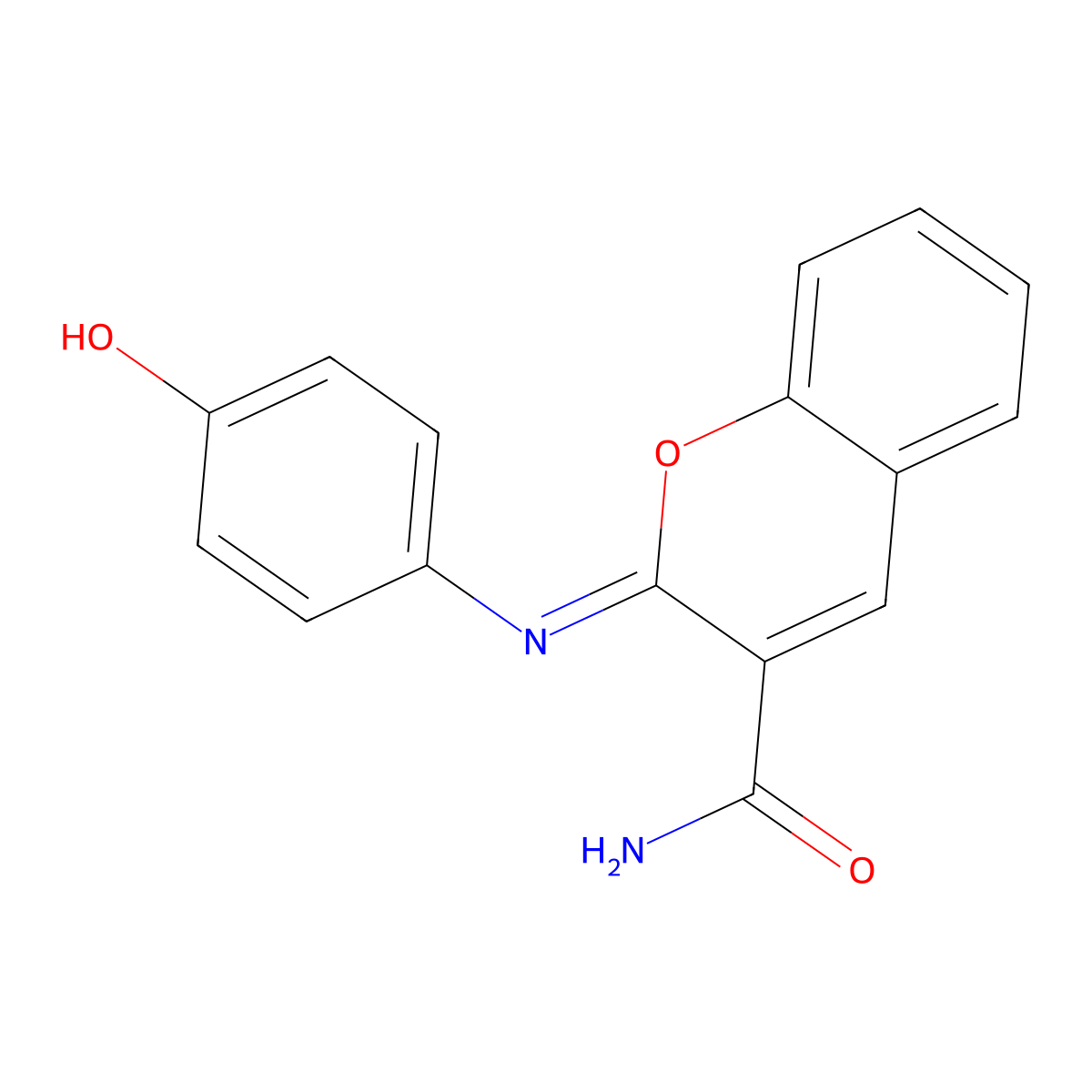 2-[(4-hydroxyphenyl)imino]-2H-chromene-3-carboxamide molecular structure, CAS 683248-84-2
