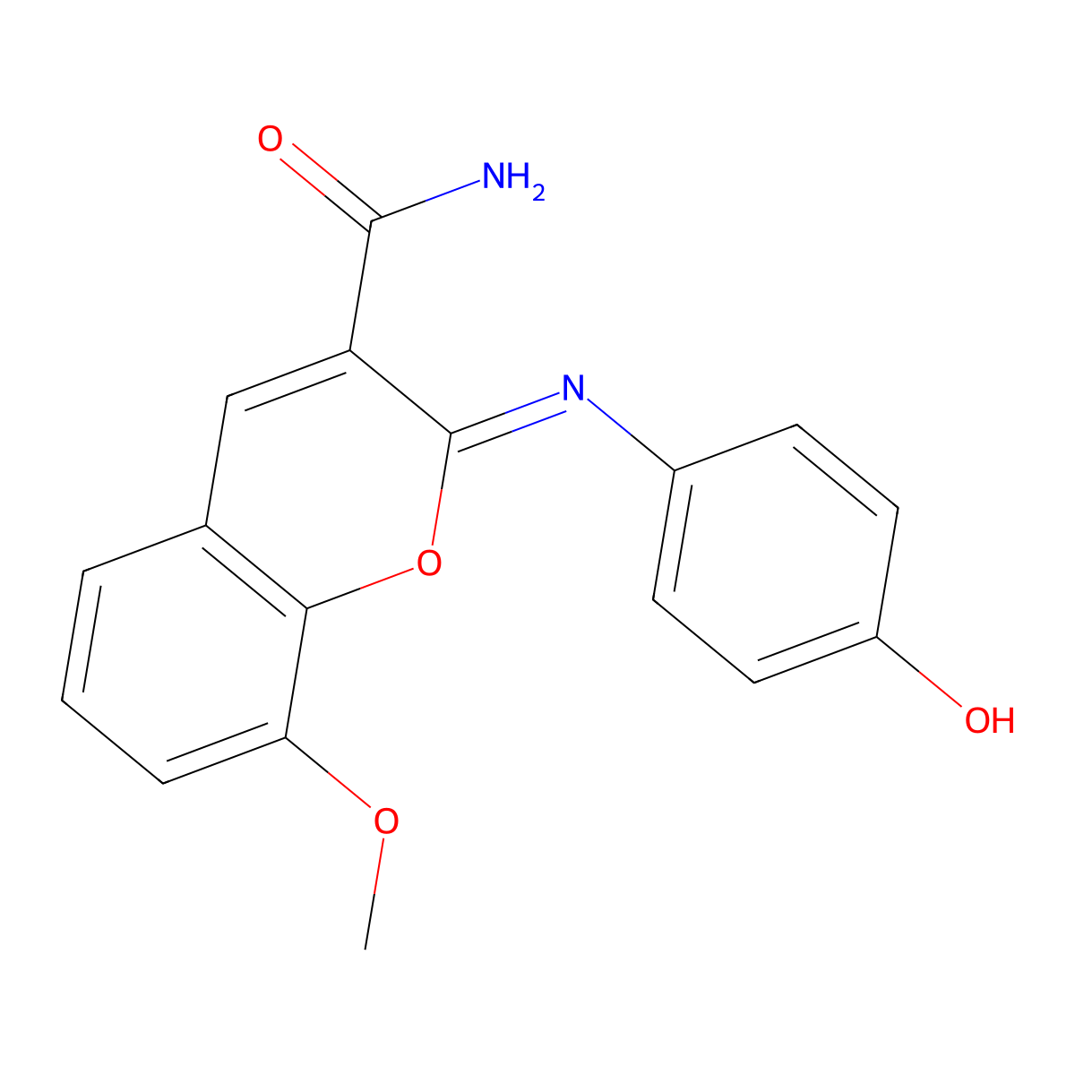 2-[(4-hydroxyphenyl)imino]-8-methoxy-2H-chromene-3-carboxamide molecular structure, CAS 683248-88-6