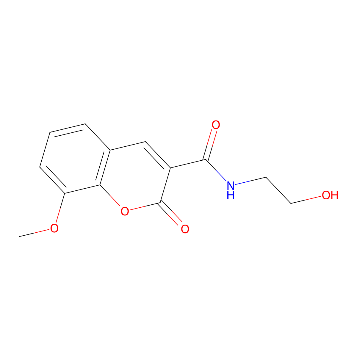 N-(2-hydroxyethyl)-8-methoxy-2-oxo-2H-chromene-3-carboxamide molecular structure, CAS 683249-46-9