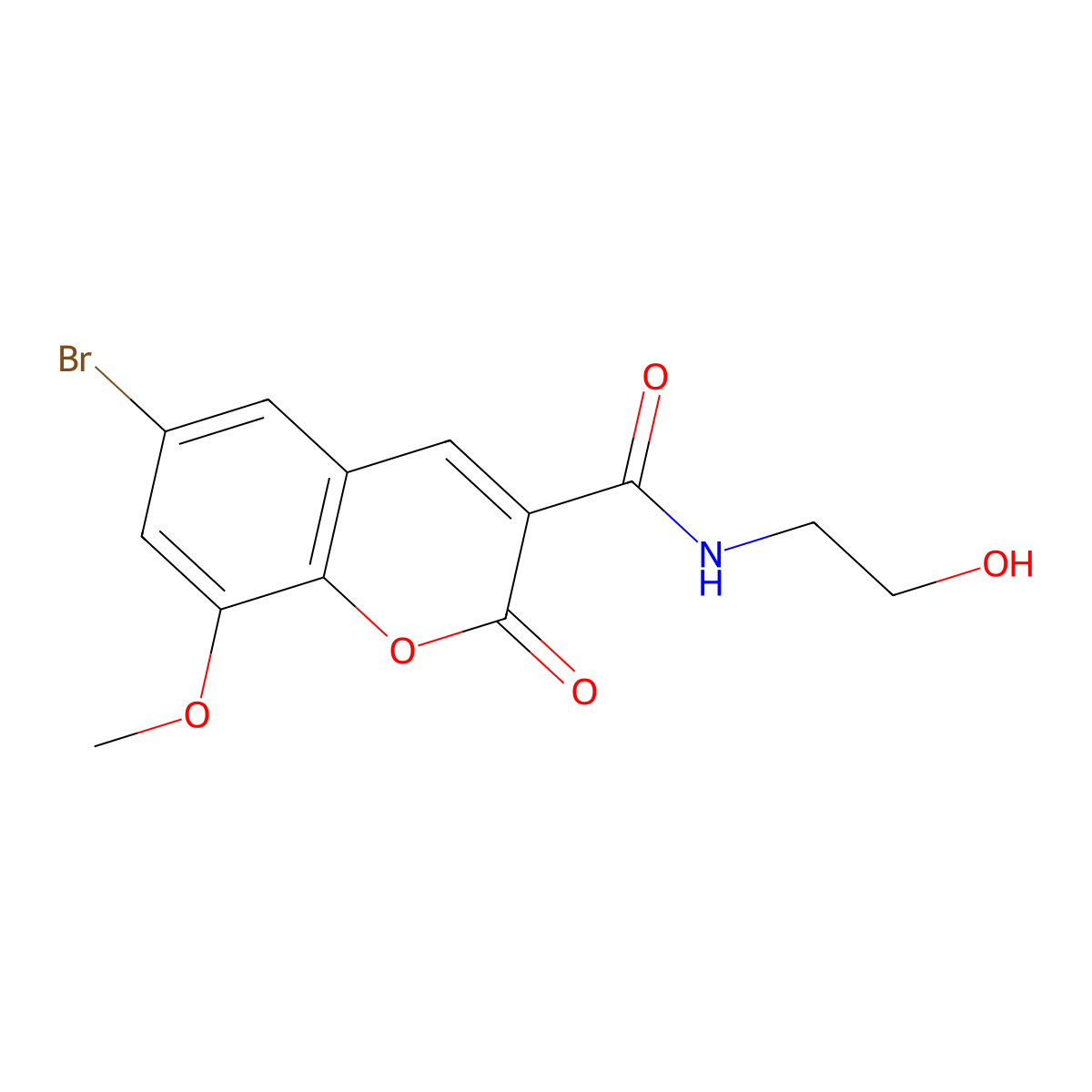 6-bromo-N-(2-hydroxyethyl)-8-methoxy-2-oxo-2H-chromene-3-carboxamide molecular structure, CAS 683249-48-1