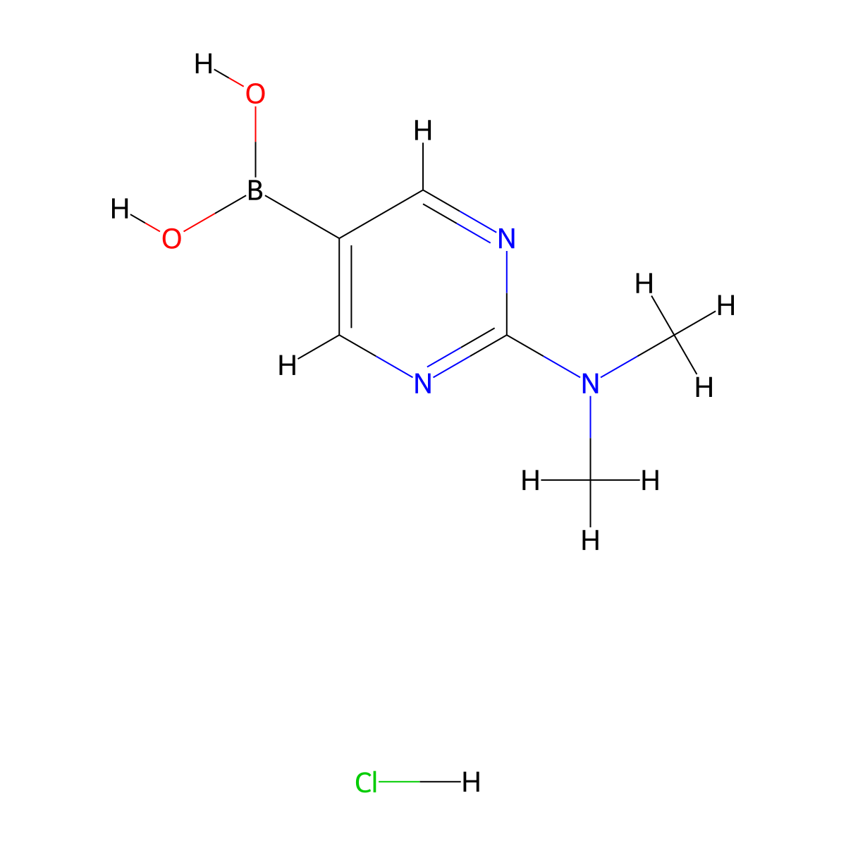 [2-(Dimethylamino)pyrimidin-5-yl]boronic acid hydrochloride molecular structure, CAS 683252-54-2