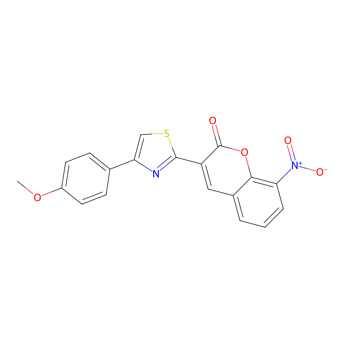 3-(4-(4-methoxyphenyl)thiazol-2-yl)-8-nitro-2H-chromen-2-one molecular structure, CAS 683258-94-8