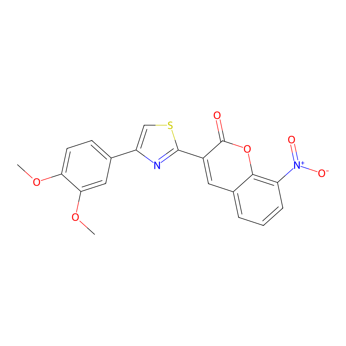 3-(4-(3,4-dimethoxyphenyl)thiazol-2-yl)-8-nitro-2H-chromen-2-one molecular structure, CAS 683258-96-0