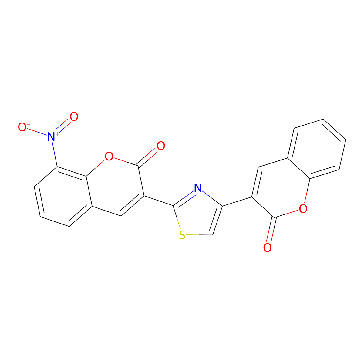 8-nitro-3-(4-(2-oxo-2H-chromen-3-yl)thiazol-2-yl)-2H-chromen-2-one molecular structure, CAS 683259-00-9