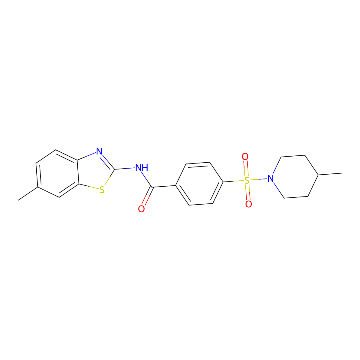 N-(6-methyl-1,3-benzothiazol-2-yl)-4-[(4-methylpiperidin-1-yl)sulfonyl]benzamide molecular structure, CAS 683259-34-9