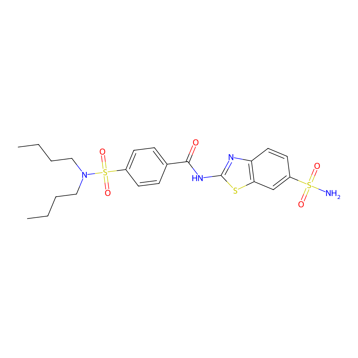 4-(dibutylsulfamoyl)-N-(6-sulfamoyl-1,3-benzothiazol-2-yl)benzamide molecular structure, CAS 683259-46-3