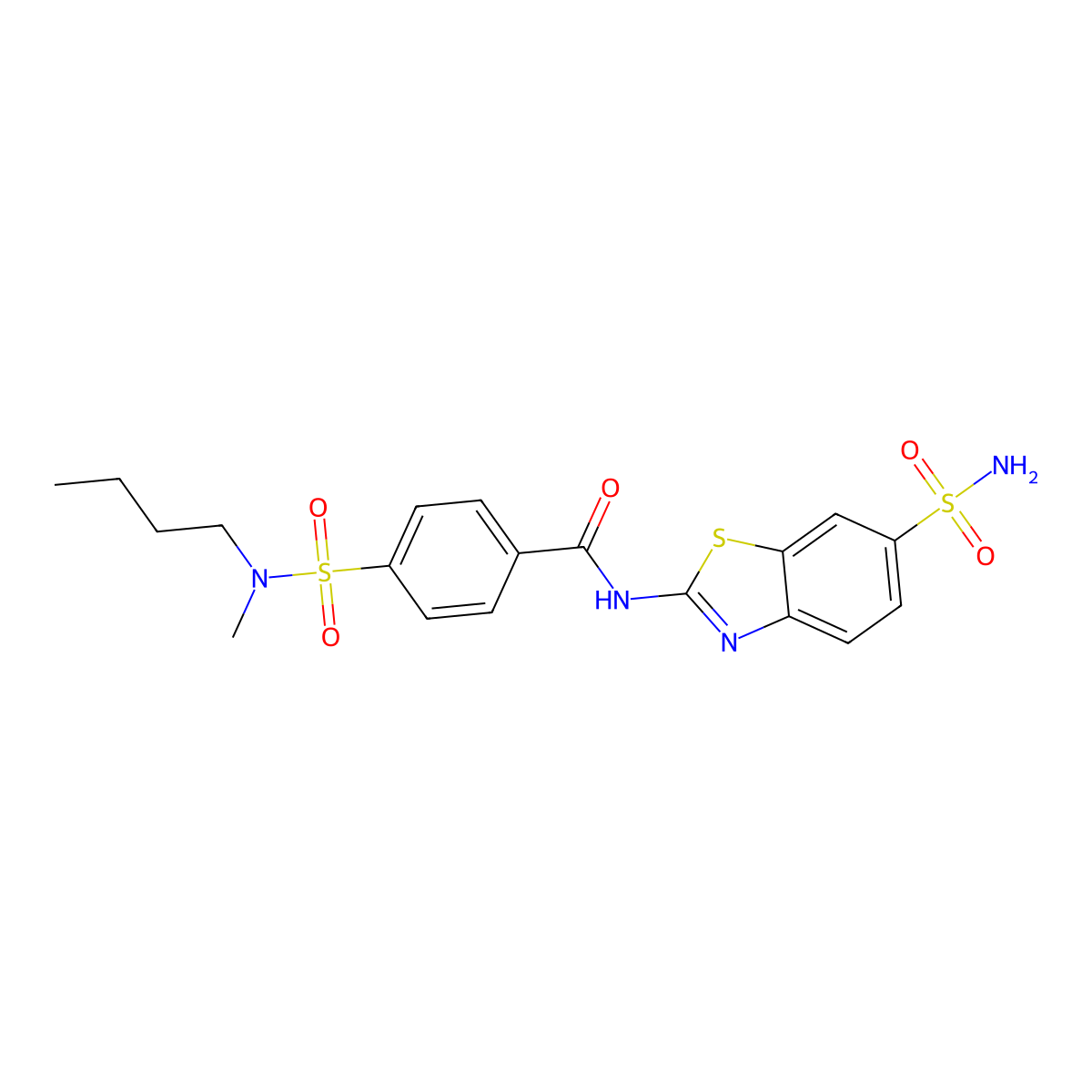 4-[butyl(methyl)sulfamoyl]-N-(6-sulfamoyl-1,3-benzothiazol-2-yl)benzamide molecular structure, CAS 683259-47-4