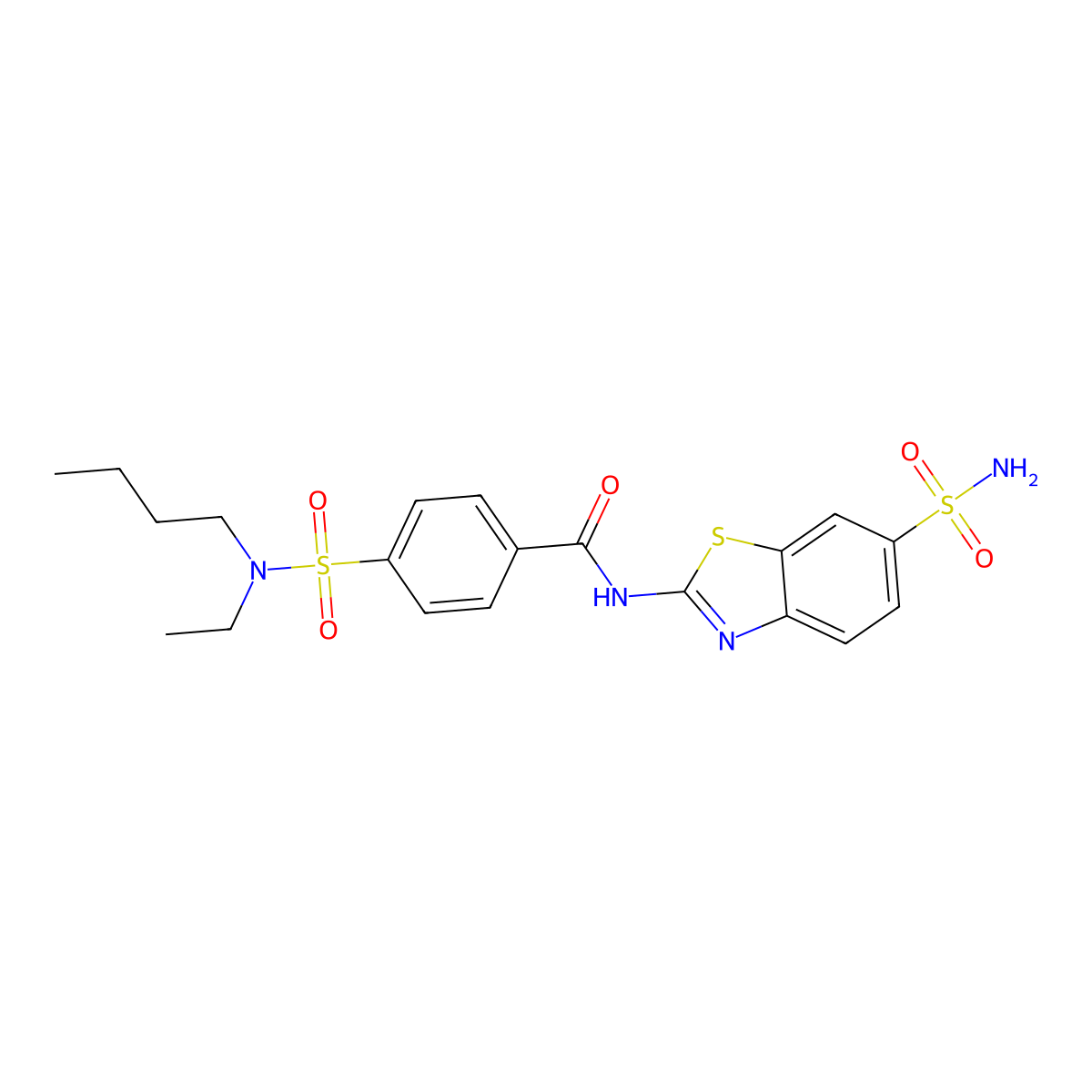 4-[butyl(ethyl)sulfamoyl]-N-(6-sulfamoyl-1,3-benzothiazol-2-yl)benzamide molecular structure, CAS 683259-48-5