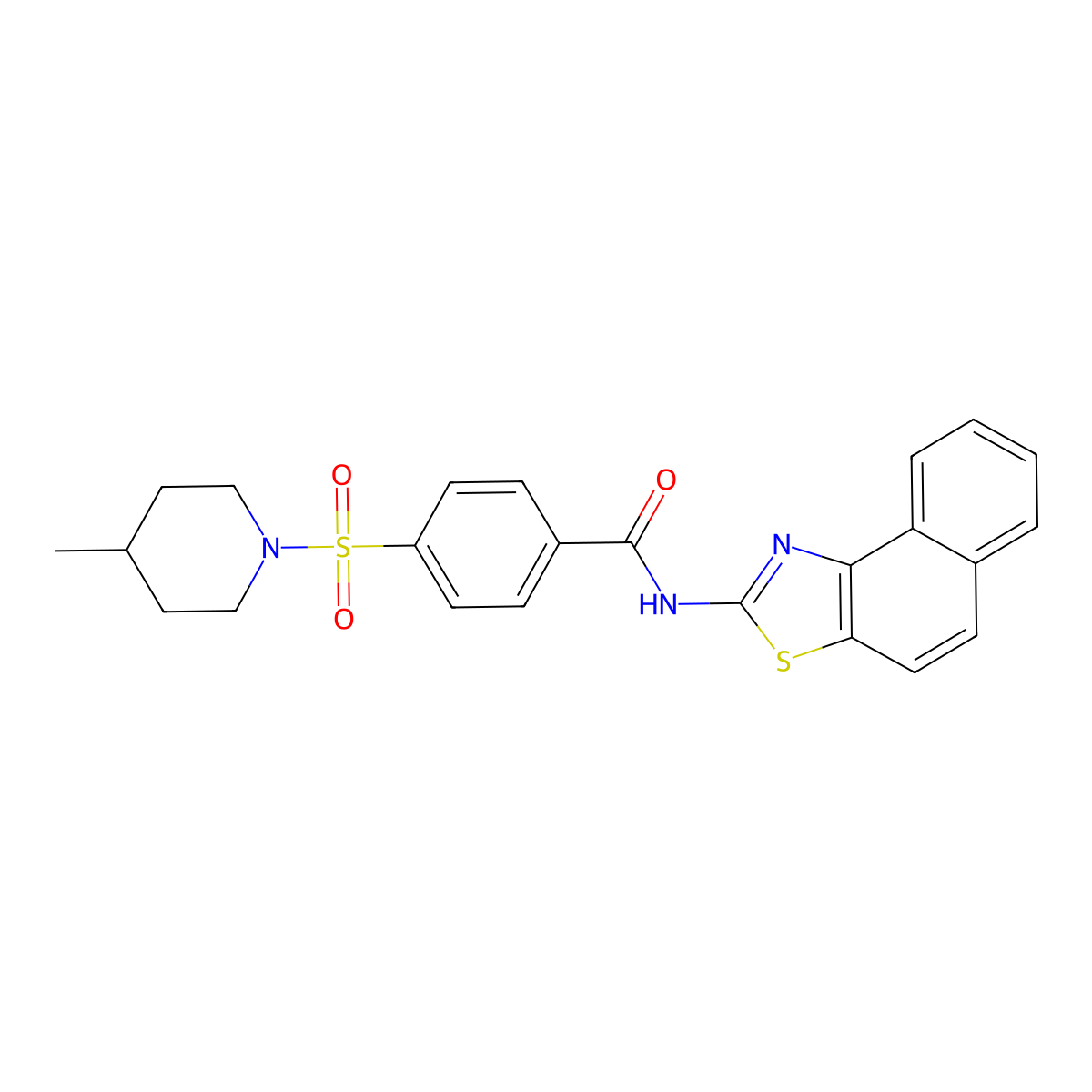 N-benzo[e][1,3]benzothiazol-2-yl-4-(4-methylpiperidin-1-yl)sulfonylbenzamide molecular structure, CAS 683259-74-7