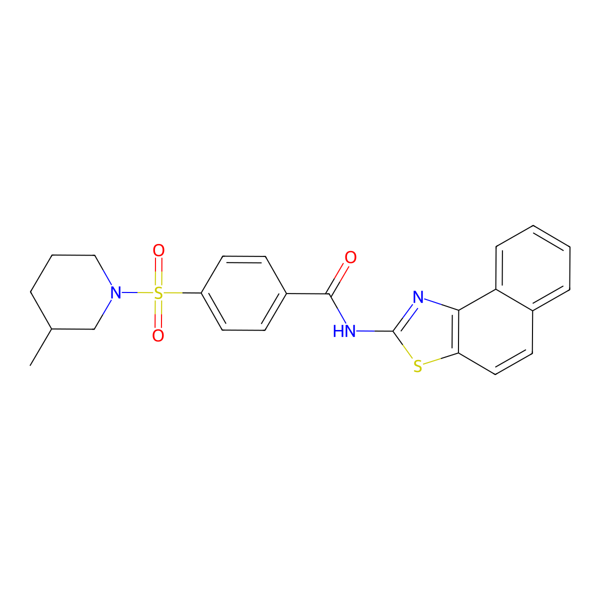 N-benzo[e][1,3]benzothiazol-2-yl-4-(3-methylpiperidin-1-yl)sulfonylbenzamide molecular structure, CAS 683259-75-8
