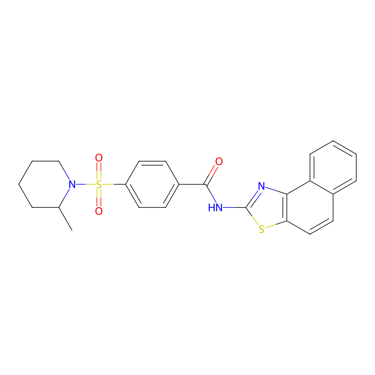 4-((2-methylpiperidin-1-yl)sulfonyl)-N-(naphtho[1,2-d]thiazol-2-yl)benzamide molecular structure, CAS 683259-76-9