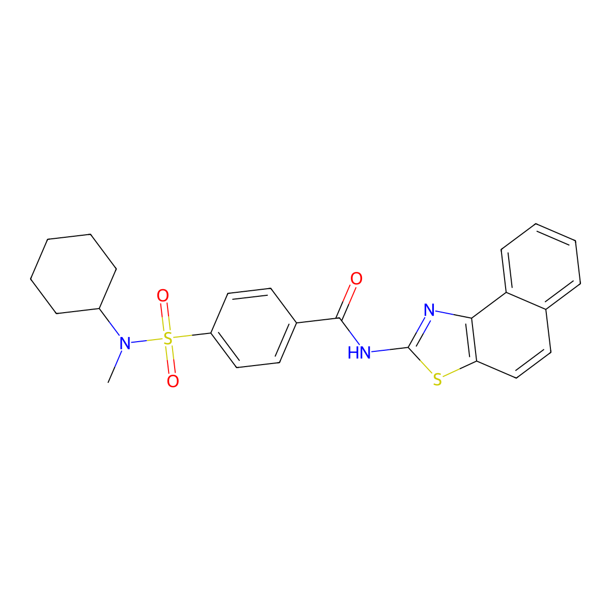 4-(N-cyclohexyl-N-methylsulfamoyl)-N-(naphtho[1,2-d]thiazol-2-yl)benzamide molecular structure, CAS 683259-81-6