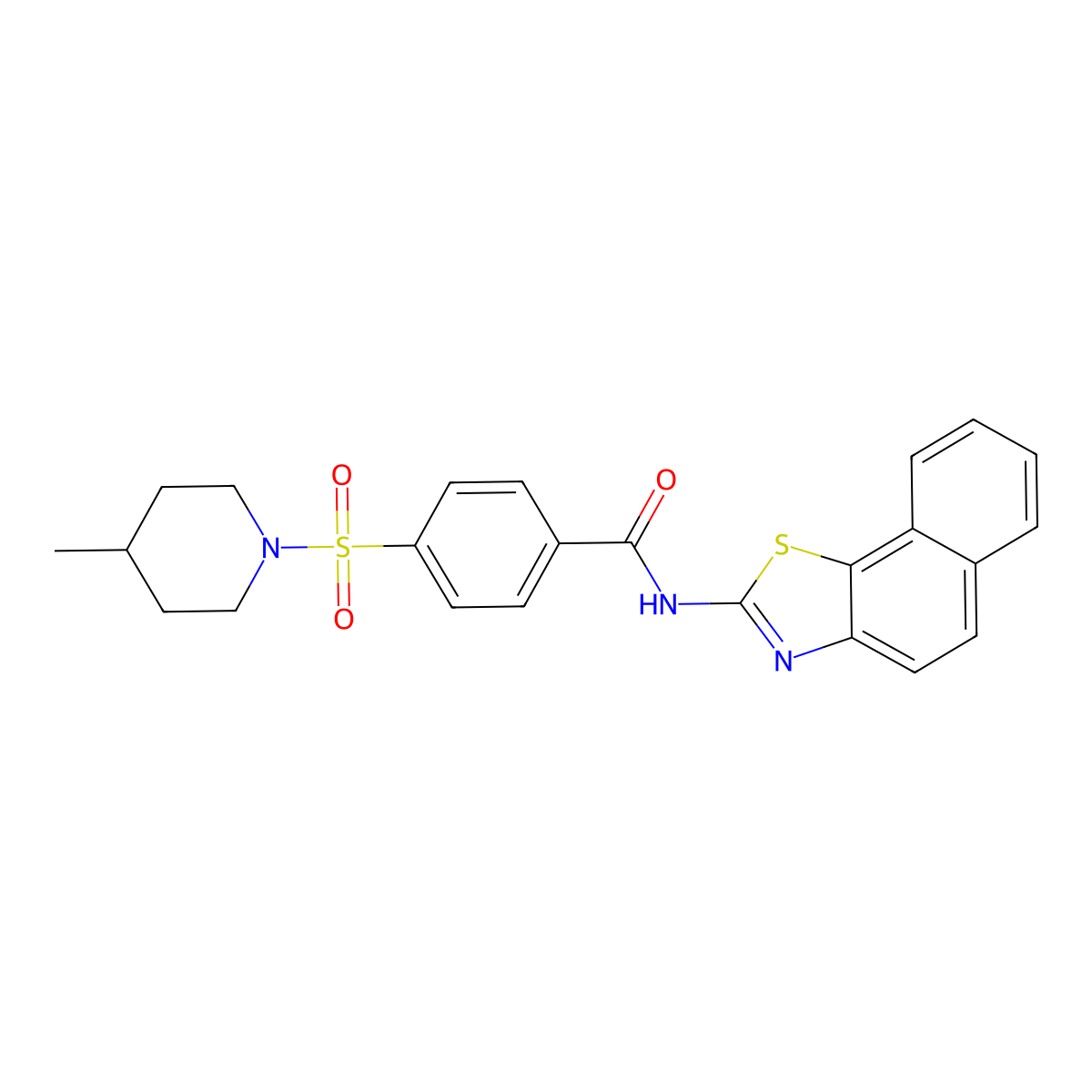 4-((4-methylpiperidin-1-yl)sulfonyl)-N-(naphtho[2,1-d]thiazol-2-yl)benzamide molecular structure, CAS 683259-82-7