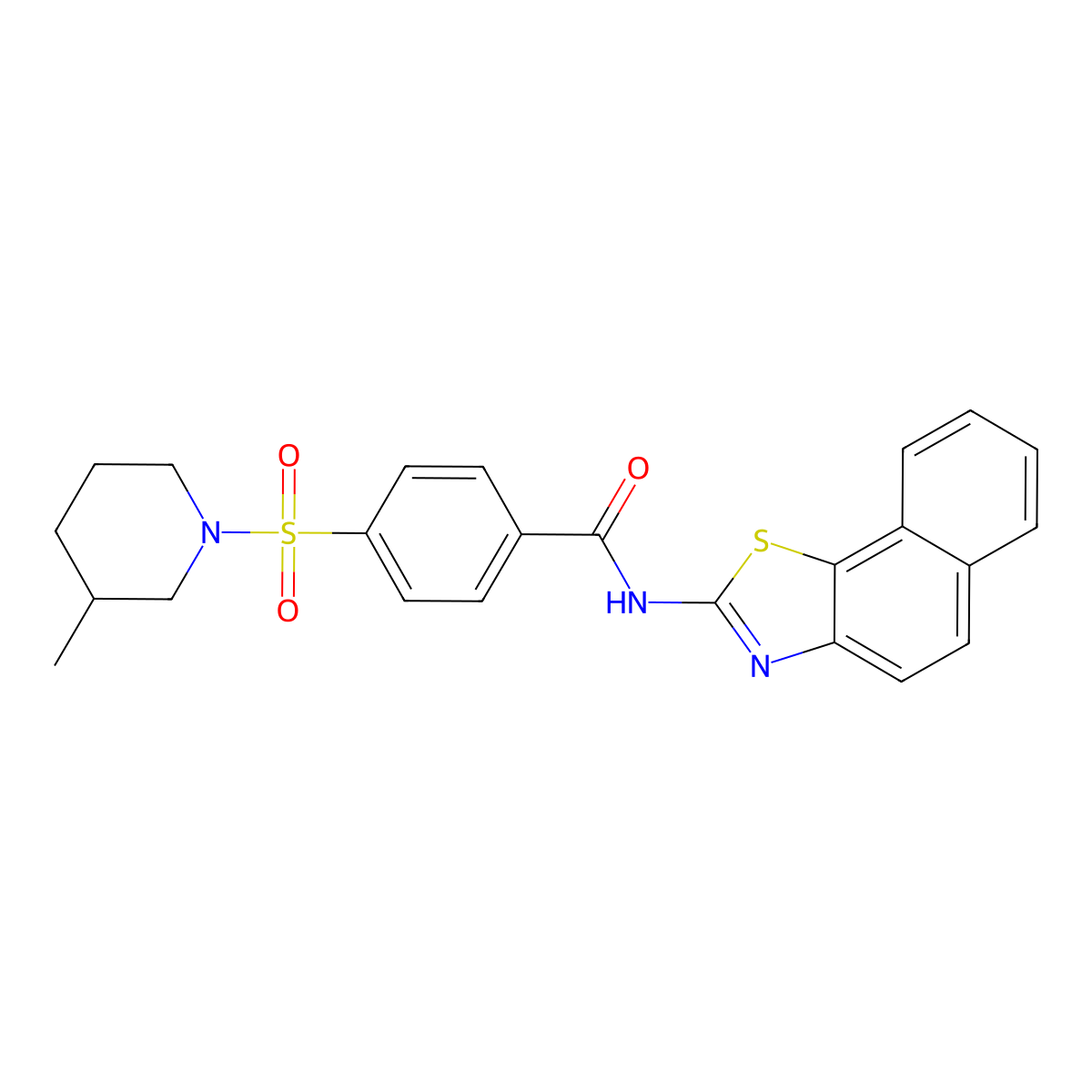 N-benzo[g][1,3]benzothiazol-2-yl-4-(3-methylpiperidin-1-yl)sulfonylbenzamide molecular structure, CAS 683259-83-8