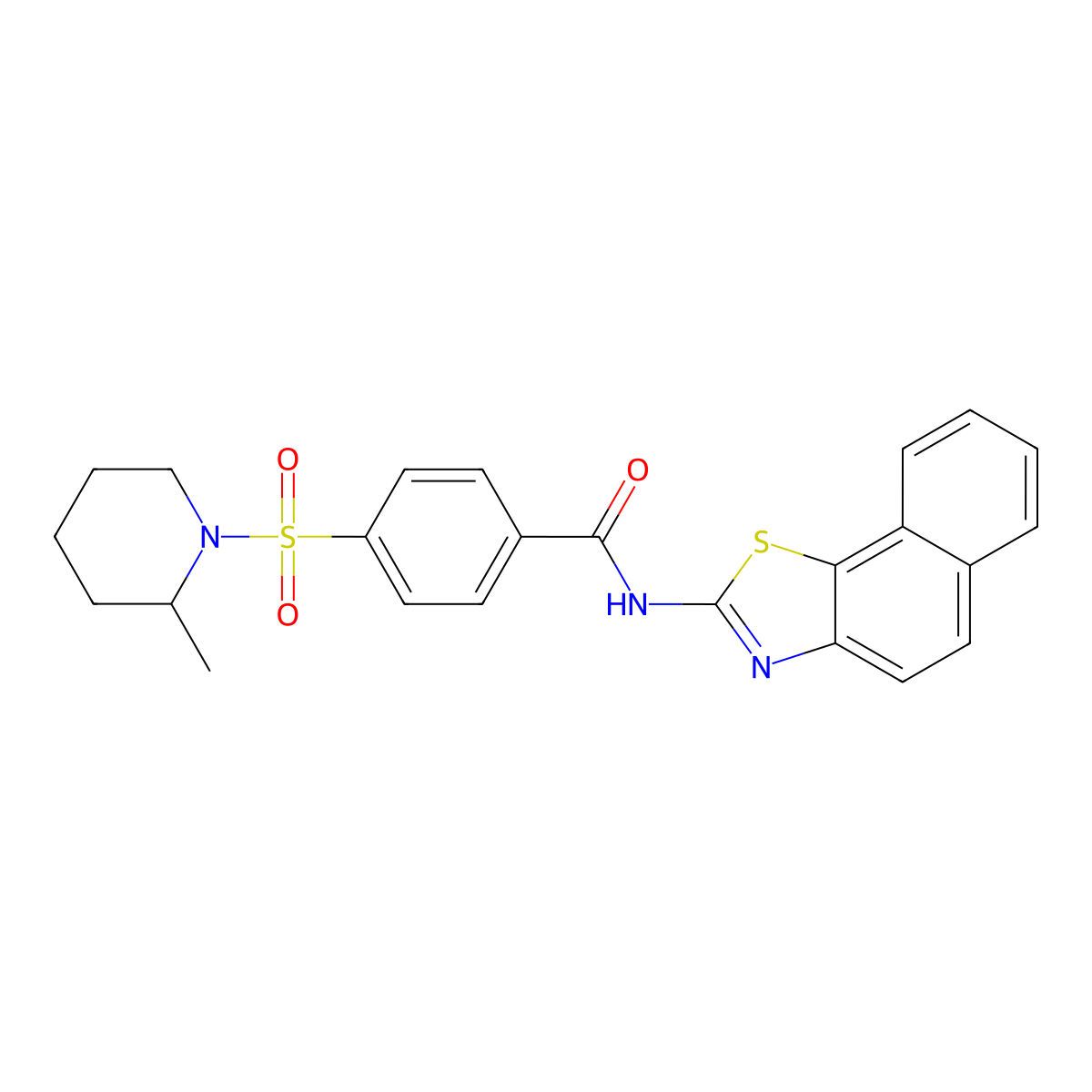 4-((2-methylpiperidin-1-yl)sulfonyl)-N-(naphtho[2,1-d]thiazol-2-yl)benzamide molecular structure, CAS 683259-84-9