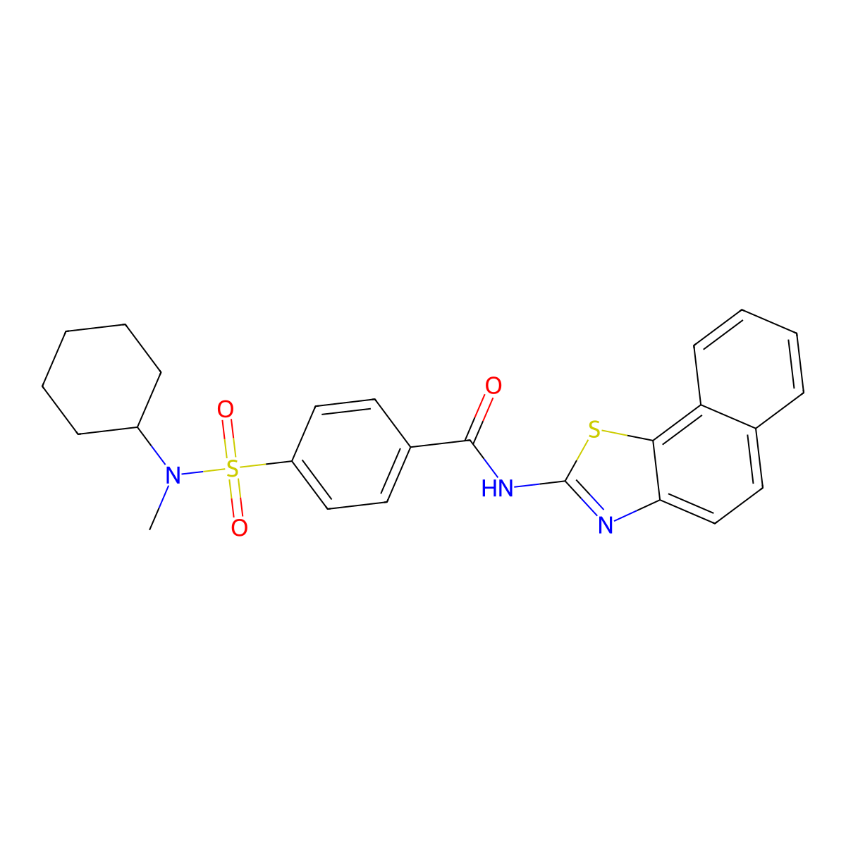 4-(N-cyclohexyl-N-methylsulfamoyl)-N-(naphtho[2,1-d]thiazol-2-yl)benzamide molecular structure, CAS 683259-89-4