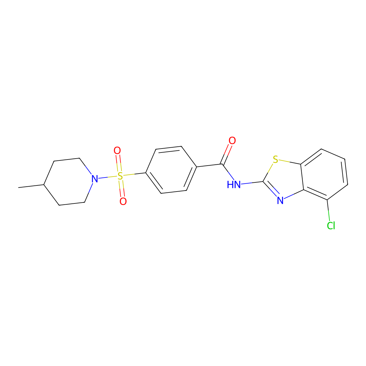 N-(4-chlorobenzo[d]thiazol-2-yl)-4-((4-methylpiperidin-1-yl)sulfonyl)benzamide molecular structure, CAS 683259-90-7