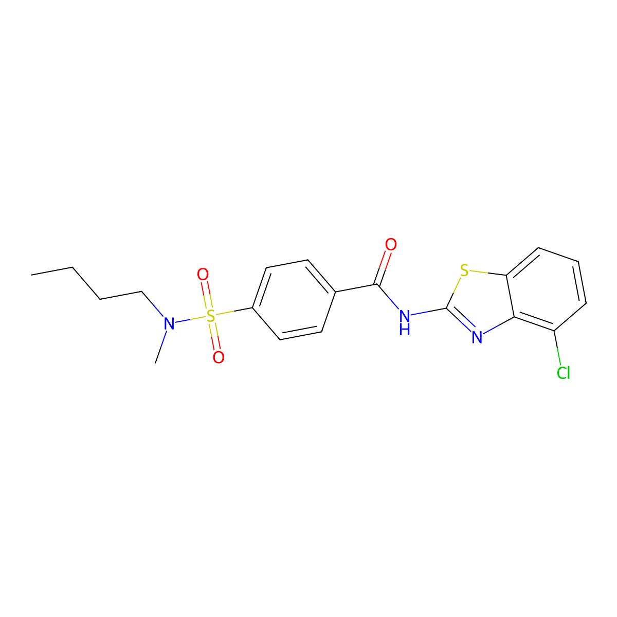 4-[butyl(methyl)sulfamoyl]-N-(4-chloro-1,3-benzothiazol-2-yl)benzamide molecular structure, CAS 683259-95-2