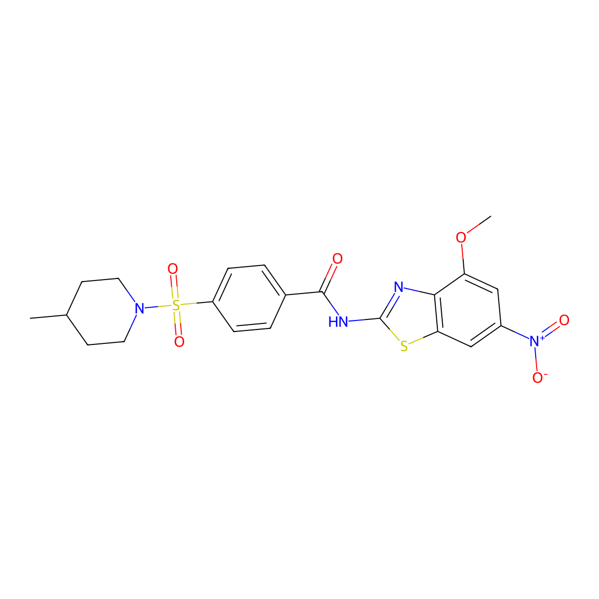 N-(4-methoxy-6-nitrobenzo[d]thiazol-2-yl)-4-((4-methylpiperidin-1-yl)sulfonyl)benzamide molecular structure, CAS 683260-06-2