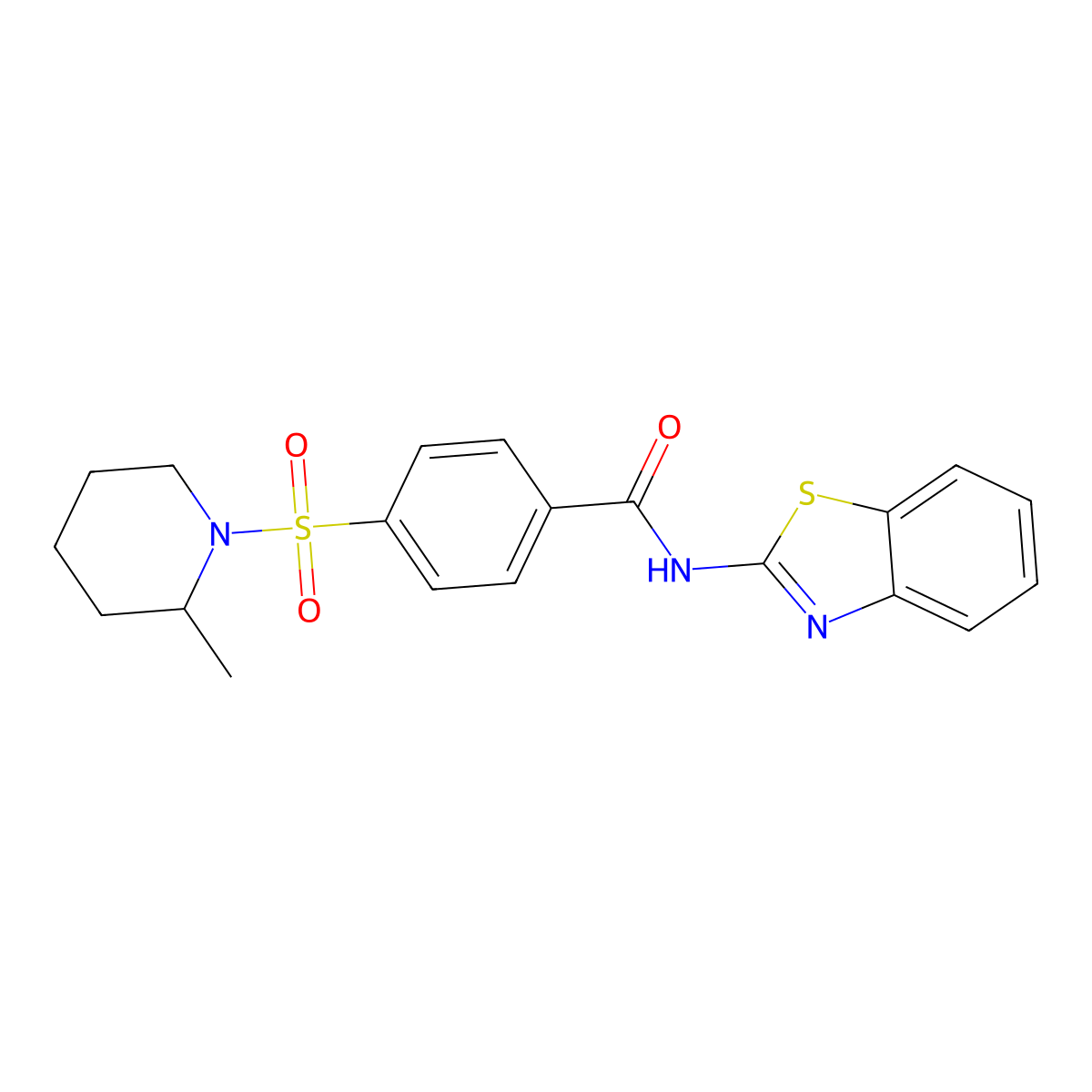 N-(benzo[d]thiazol-2-yl)-4-((2-methylpiperidin-1-yl)sulfonyl)benzamide molecular structure, CAS 683260-15-3