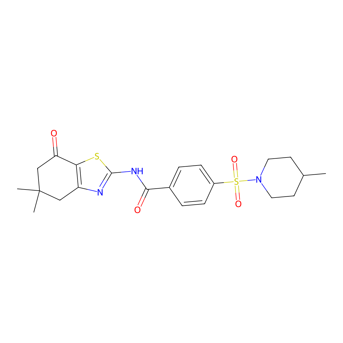 N-(5,5-dimethyl-7-oxo-4,5,6,7-tetrahydrobenzo[d]thiazol-2-yl)-4-((4-methylpiperidin-1-yl)sulfonyl)benzamide molecular structure, CAS 683260-21-1