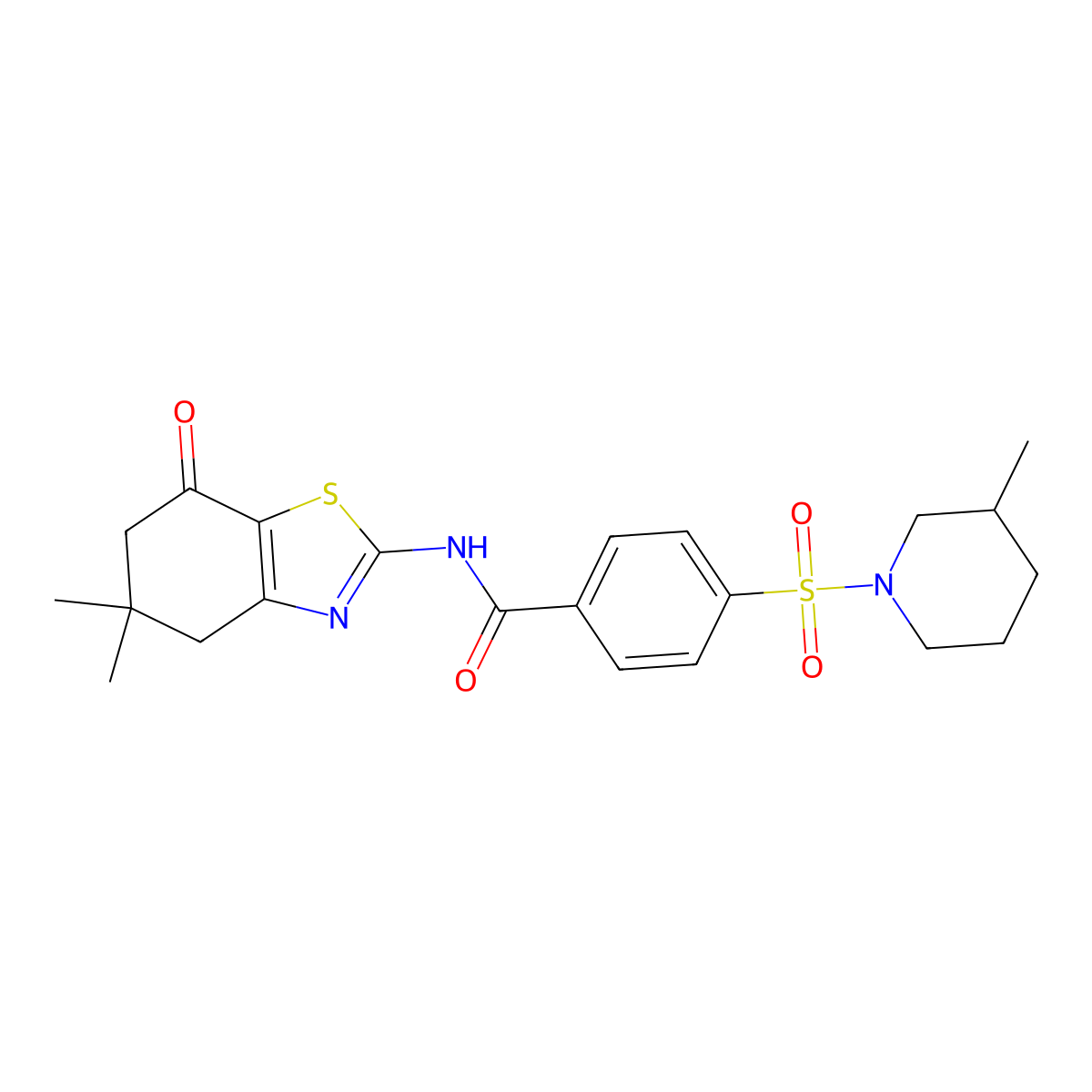 N-(5,5-dimethyl-7-oxo-4,6-dihydro-1,3-benzothiazol-2-yl)-4-(3-methylpiperidin-1-yl)sulfonylbenzamide molecular structure, CAS 683260-22-2