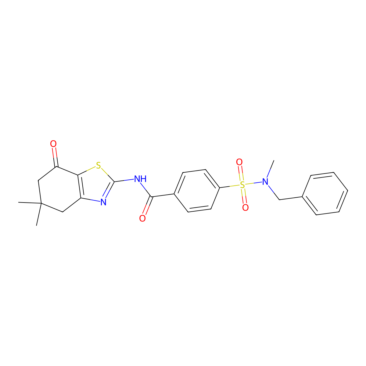 4-(N-benzyl-N-methylsulfamoyl)-N-(5,5-dimethyl-7-oxo-4,5,6,7-tetrahydrobenzo[d]thiazol-2-yl)benzamide molecular structure, CAS 683260-24-4