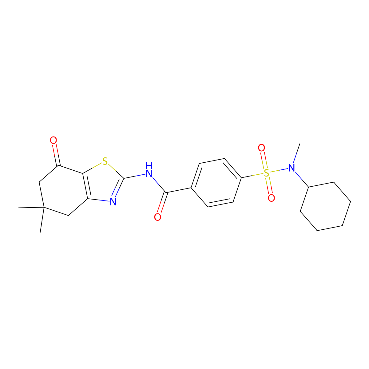 4-[cyclohexyl(methyl)sulfamoyl]-N-(5,5-dimethyl-7-oxo-4,6-dihydro-1,3-benzothiazol-2-yl)benzamide molecular structure, CAS 683260-28-8