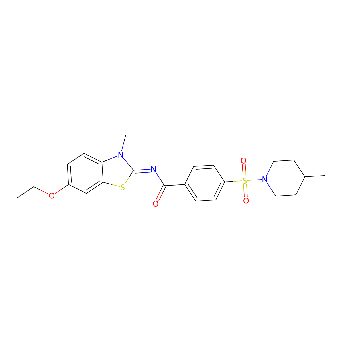 (E)-N-(6-ethoxy-3-methylbenzo[d]thiazol-2(3H)-ylidene)-4-((4-methylpiperidin-1-yl)sulfonyl)benzamide molecular structure, CAS 683260-37-9