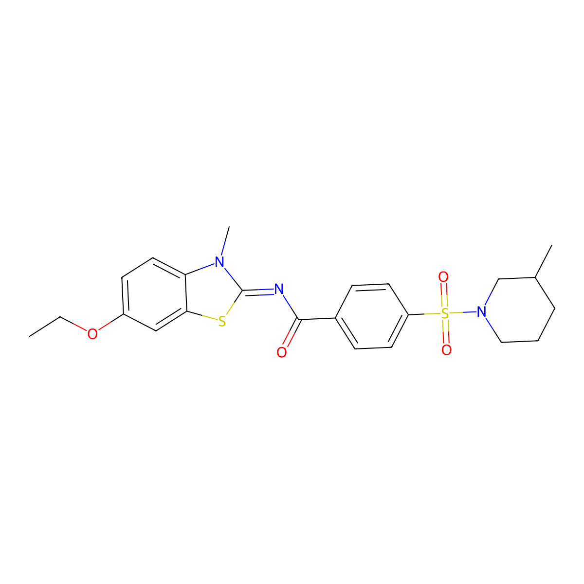 N-(6-ethoxy-3-methyl-1,3-benzothiazol-2-ylidene)-4-(3-methylpiperidin-1-yl)sulfonylbenzamide molecular structure, CAS 683260-38-0