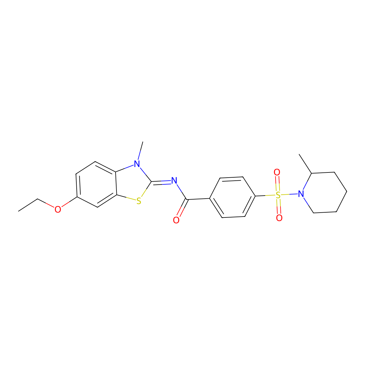 (E)-N-(6-ethoxy-3-methylbenzo[d]thiazol-2(3H)-ylidene)-4-((2-methylpiperidin-1-yl)sulfonyl)benzamide molecular structure, CAS 683260-39-1