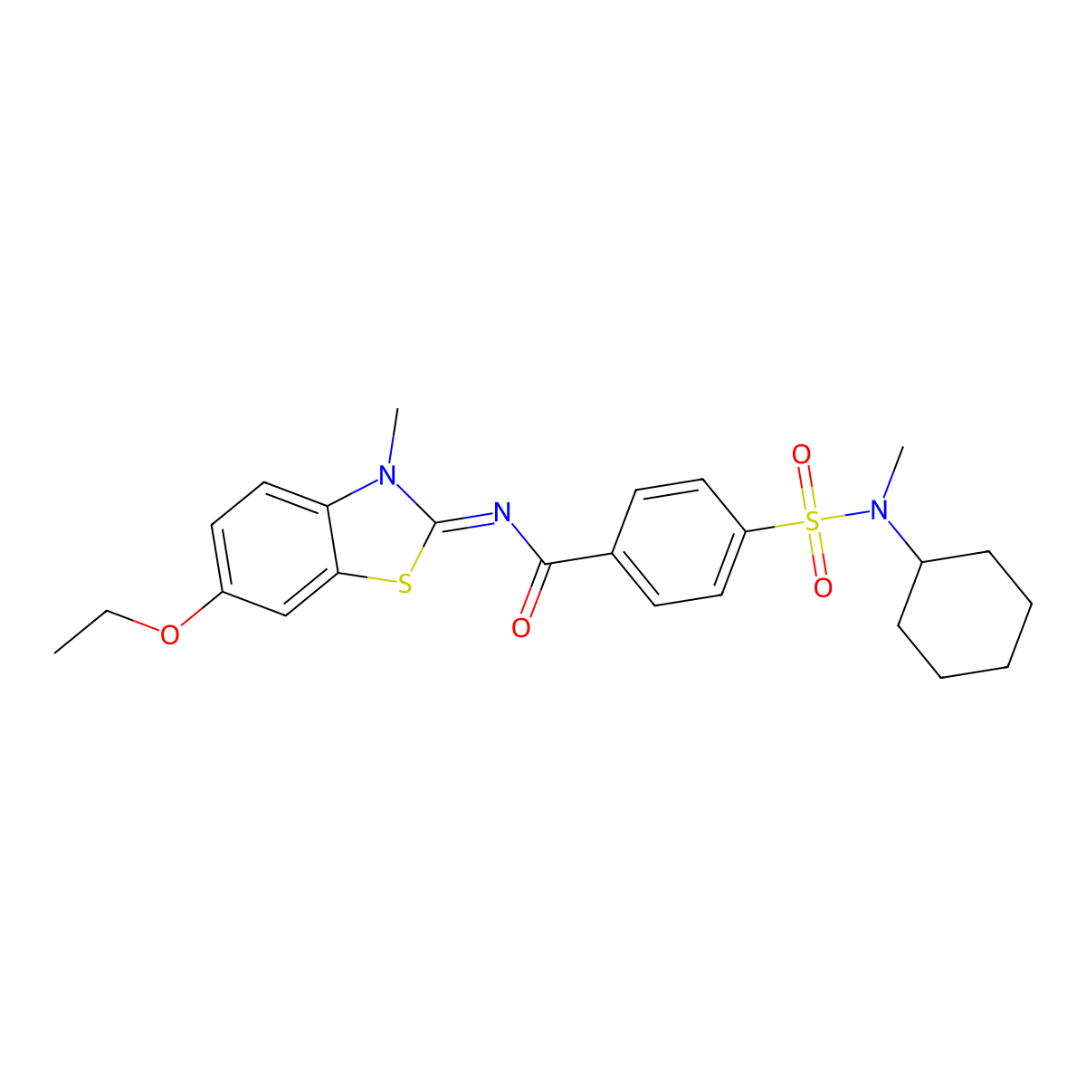 (E)-4-(N-cyclohexyl-N-methylsulfamoyl)-N-(6-ethoxy-3-methylbenzo[d]thiazol-2(3H)-ylidene)benzamide molecular structure, CAS 683260-44-8