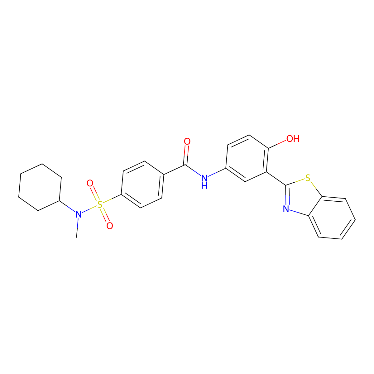 N-(3-(benzo[d]thiazol-2-yl)-4-hydroxyphenyl)-4-(N-cyclohexyl-N-methylsulfamoyl)benzamide molecular structure, CAS 683260-68-6