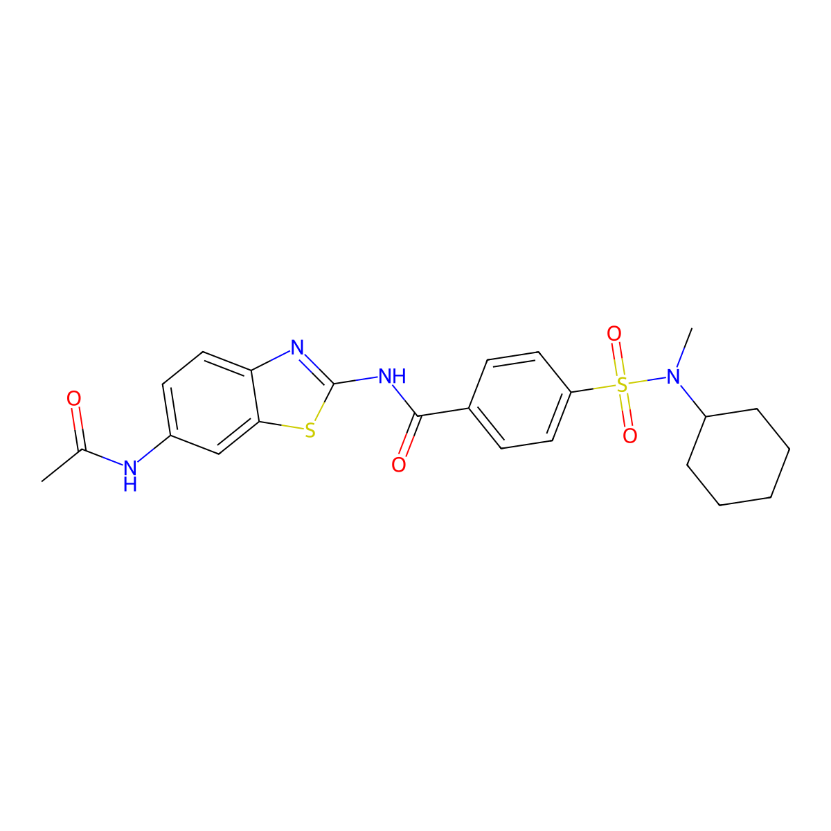 N-(6-acetamidobenzo[d]thiazol-2-yl)-4-(N-cyclohexyl-N-methylsulfamoyl)benzamide molecular structure, CAS 683260-83-5