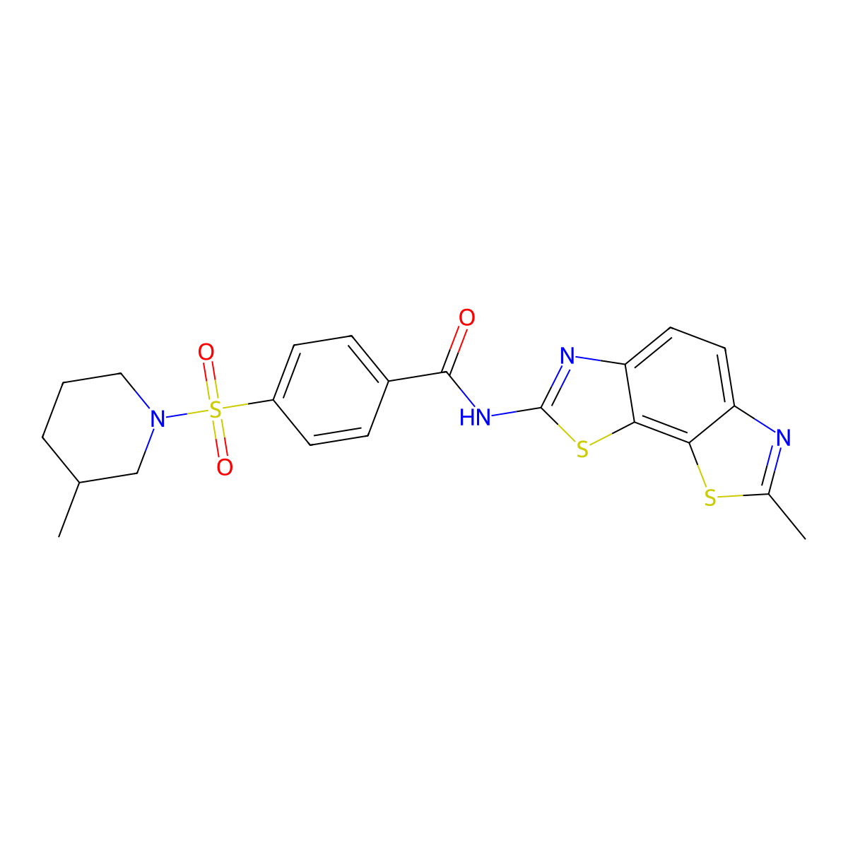 4-(3-methylpiperidin-1-yl)sulfonyl-N-(7-methyl-[1,3]thiazolo[4,5-g][1,3]benzothiazol-2-yl)benzamide molecular structure, CAS 683260-84-6