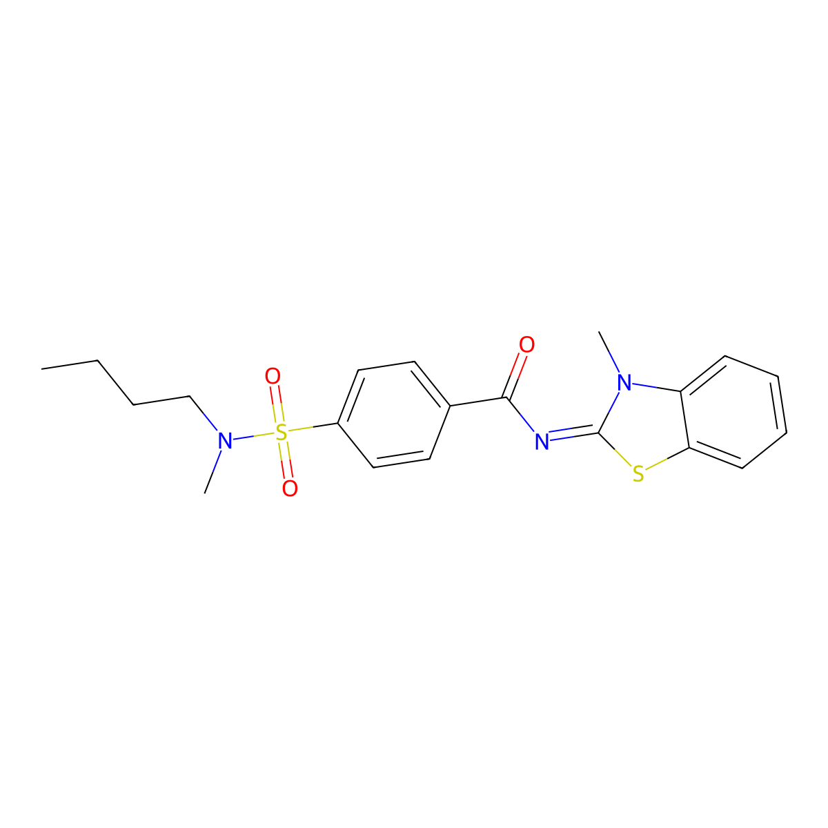4-[butyl(methyl)sulfamoyl]-N-(3-methyl-1,3-benzothiazol-2-ylidene)benzamide molecular structure, CAS 683260-98-2
