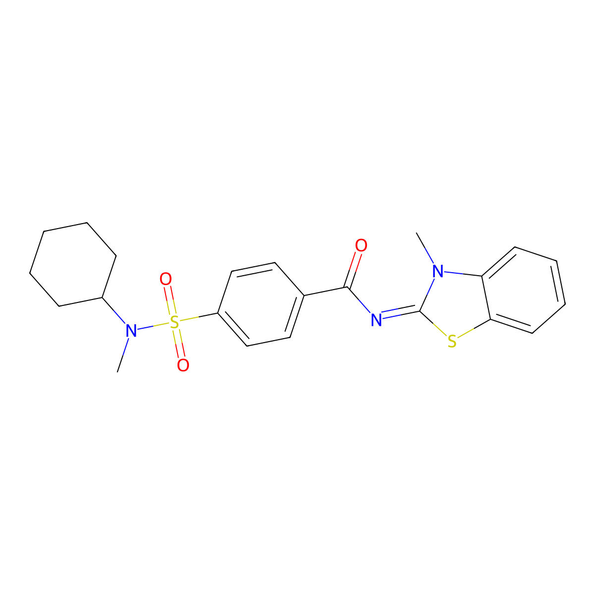 (E)-4-(N-cyclohexyl-N-methylsulfamoyl)-N-(3-methylbenzo[d]thiazol-2(3H)-ylidene)benzamide molecular structure, CAS 683261-00-9