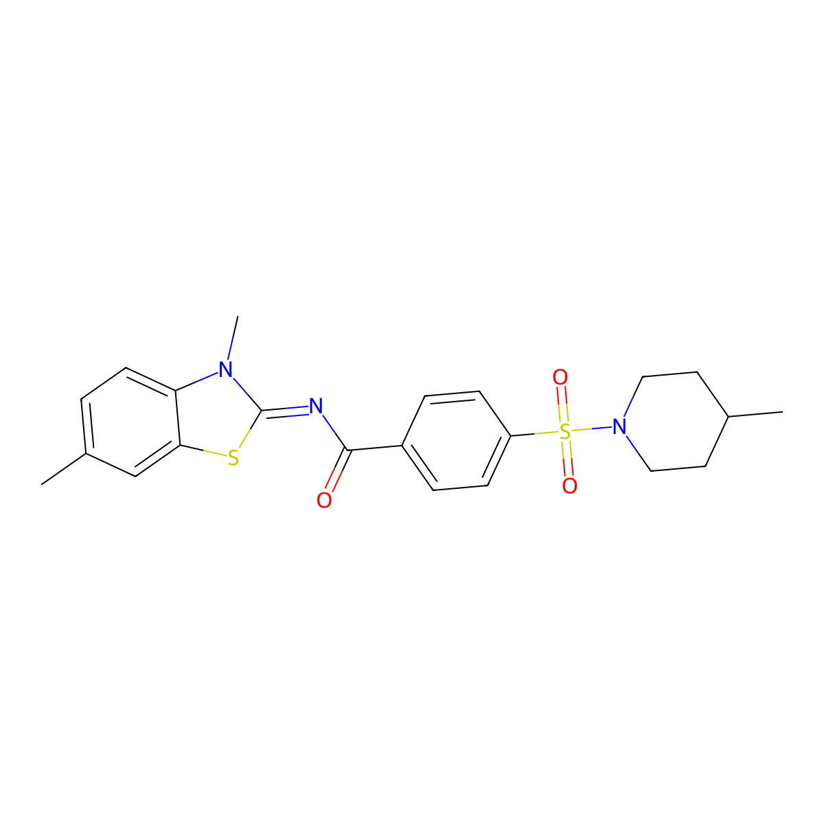 N-(3,6-dimethyl-1,3-benzothiazol-2-ylidene)-4-(4-methylpiperidin-1-yl)sulfonylbenzamide molecular structure, CAS 683261-01-0