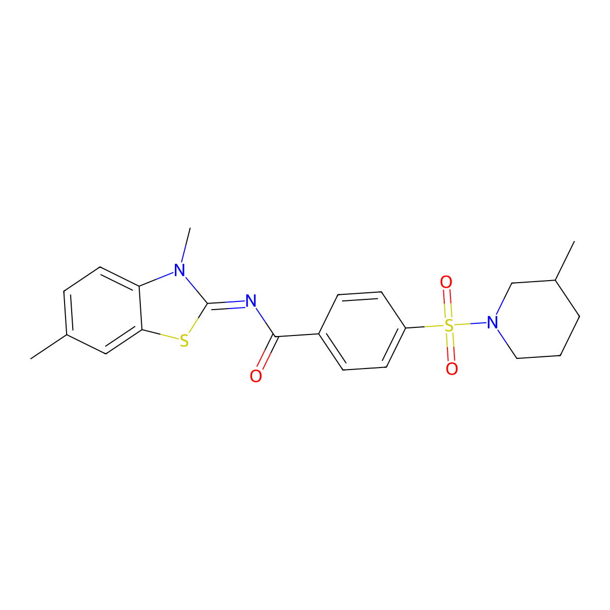 (E)-N-(3,6-dimethylbenzo[d]thiazol-2(3H)-ylidene)-4-((3-methylpiperidin-1-yl)sulfonyl)benzamide molecular structure, CAS 683261-02-1