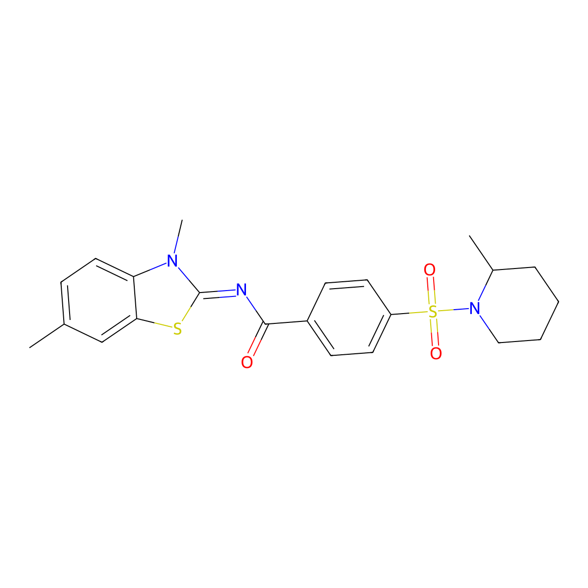 N-(3,6-dimethyl-1,3-benzothiazol-2-ylidene)-4-(2-methylpiperidin-1-yl)sulfonylbenzamide molecular structure, CAS 683261-03-2