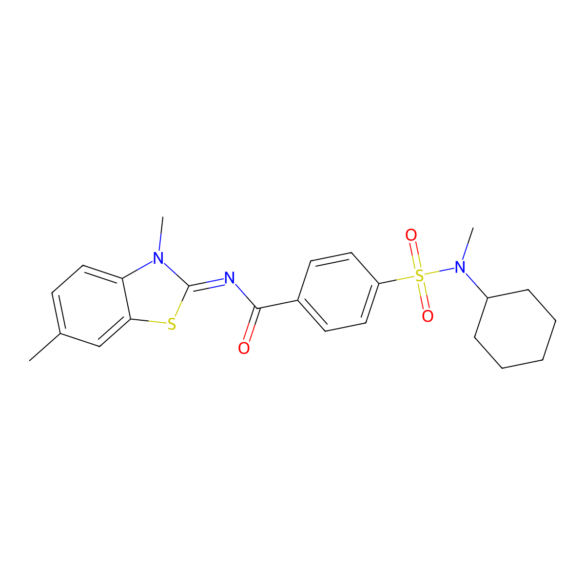 4-[cyclohexyl(methyl)sulfamoyl]-N-(3,6-dimethyl-1,3-benzothiazol-2-ylidene)benzamide molecular structure, CAS 683261-08-7