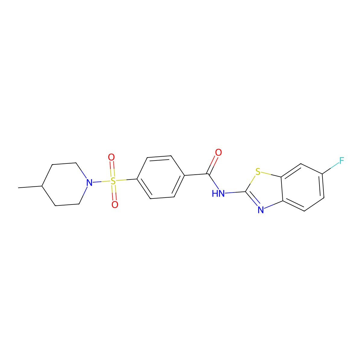 N-(6-fluoro-1,3-benzothiazol-2-yl)-4-[(4-methylpiperidin-1-yl)sulfonyl]benzamide molecular structure, CAS 683261-17-8