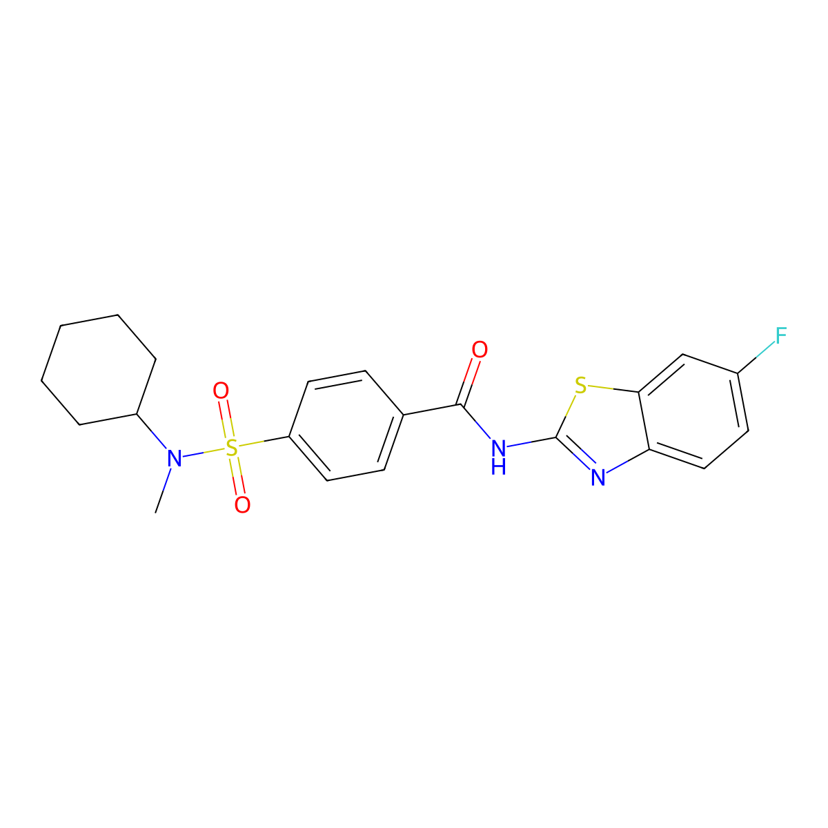4-[cyclohexyl(methyl)sulfamoyl]-N-(6-fluoro-1,3-benzothiazol-2-yl)benzamide molecular structure, CAS 683261-24-7