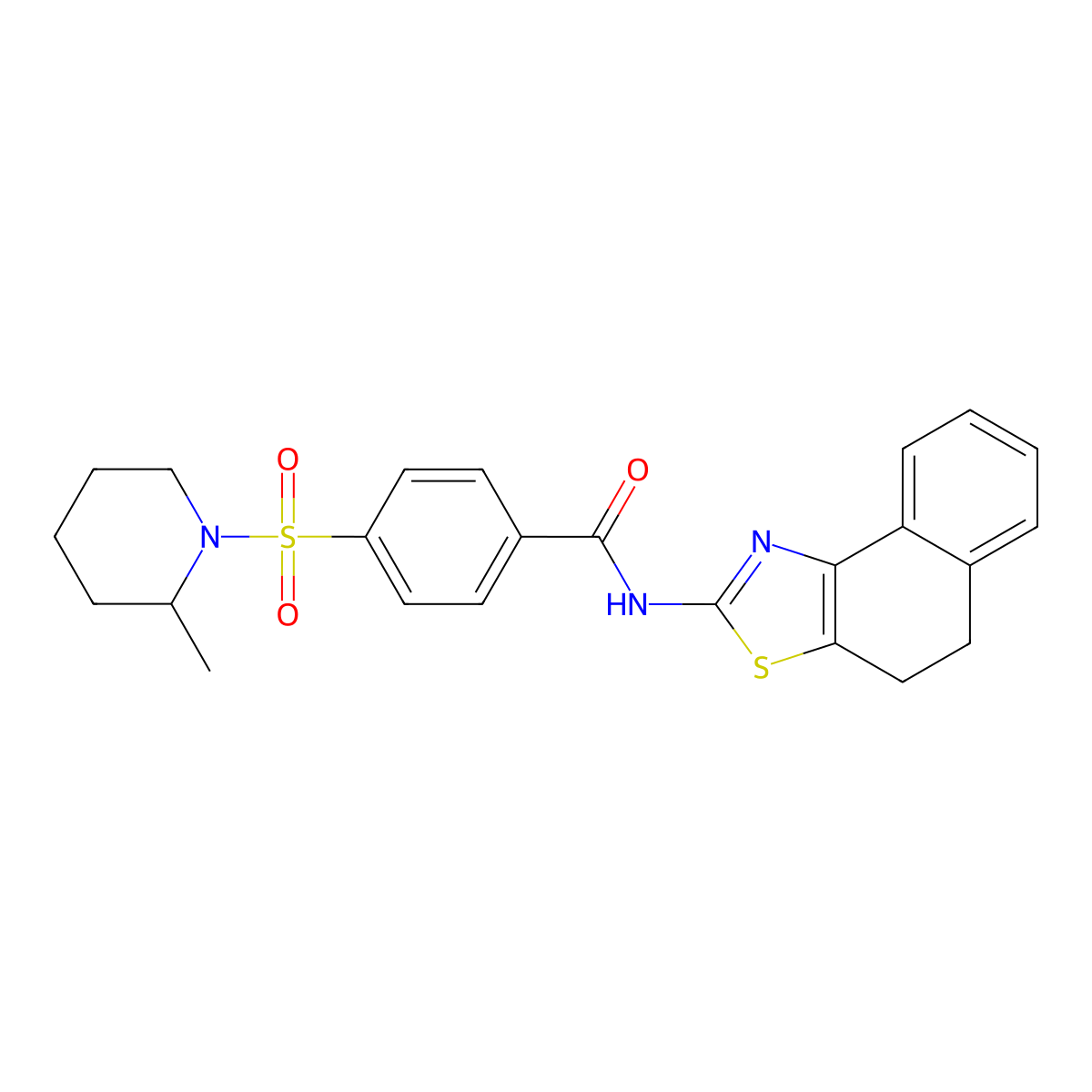 N-(4,5-dihydronaphtho[1,2-d]thiazol-2-yl)-4-((2-methylpiperidin-1-yl)sulfonyl)benzamide molecular structure, CAS 683261-27-0