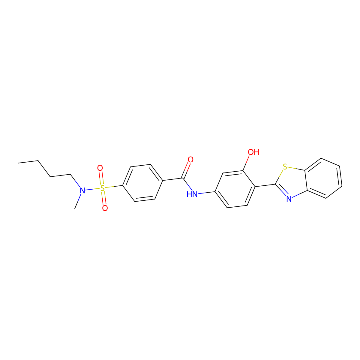 N-(4-(benzo[d]thiazol-2-yl)-3-hydroxyphenyl)-4-(N-butyl-N-methylsulfamoyl)benzamide molecular structure, CAS 683261-38-3