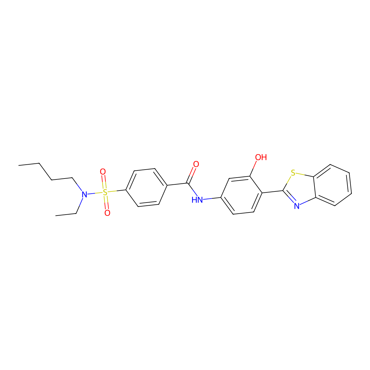 N-(4-(benzo[d]thiazol-2-yl)-3-hydroxyphenyl)-4-(N-butyl-N-ethylsulfamoyl)benzamide molecular structure, CAS 683261-39-4