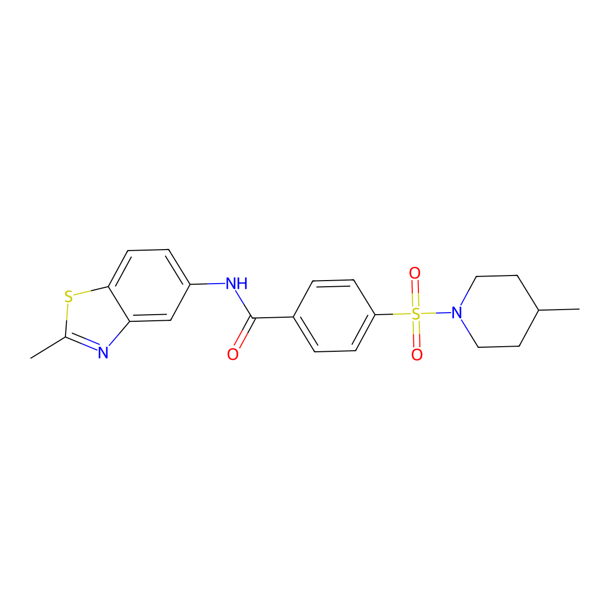 N-(2-methylbenzo[d]thiazol-5-yl)-4-((4-methylpiperidin-1-yl)sulfonyl)benzamide molecular structure, CAS 683261-41-8